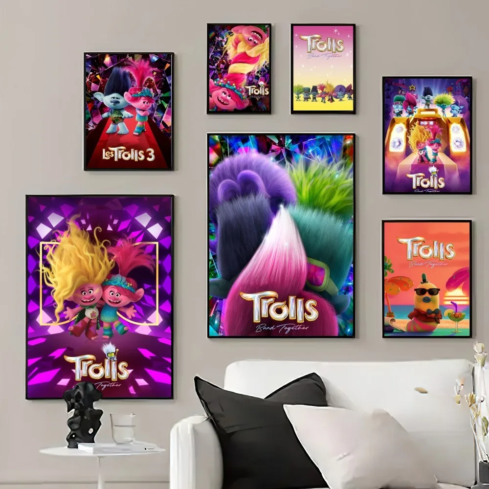 

Cartoon T-Trolls Band Together Poster Prints Wall Pictures Living Room Home Decoration