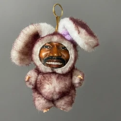 Hip Hop Star Meme Face Plush Keychain - Funny Kanye Pendant & Backpack Charm Gift (Red and white)