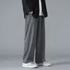 2024 Spring New Solid Color Straight Pants Man Elastic Waist Loose Casual Harajuku Trousers Japanese Style Thin Style Clothes 1