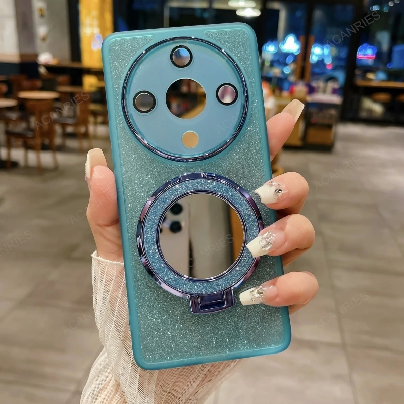 YUEQIAN Glitter Case For Honor 200 Lite 5G, Very Thin Glitter Sparkling Mirror Cosmetic/Stand Women Case, Transparent Shiny Bling Shockproof Case Purple - View #5