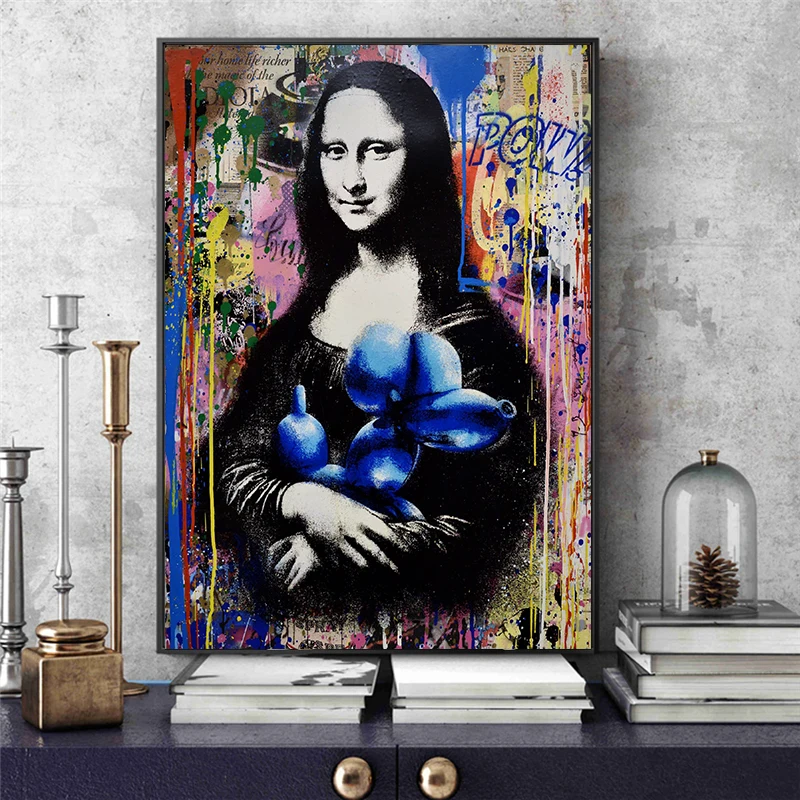 

Graffiti Mona Lisa Posters and Prints Wall Art Canvas Paintings on The Wall Wall Hanging Pictures Home Decoration