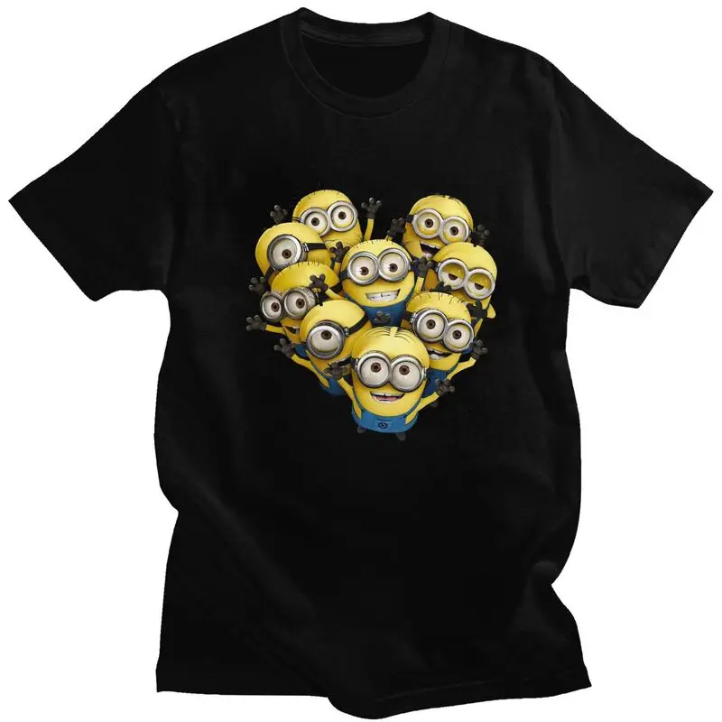 

Men's Minions Cartoon Heart T Shirt Short Sleeve Cotton Tshirt Streetwear T-shirt Graphic Tees Slim Fit Apparel