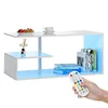 High Gloss Coffee Table with LED Lights Open Shelf Smart APP Control S Shaped Modern Sofa Side End Table for Living Room 5