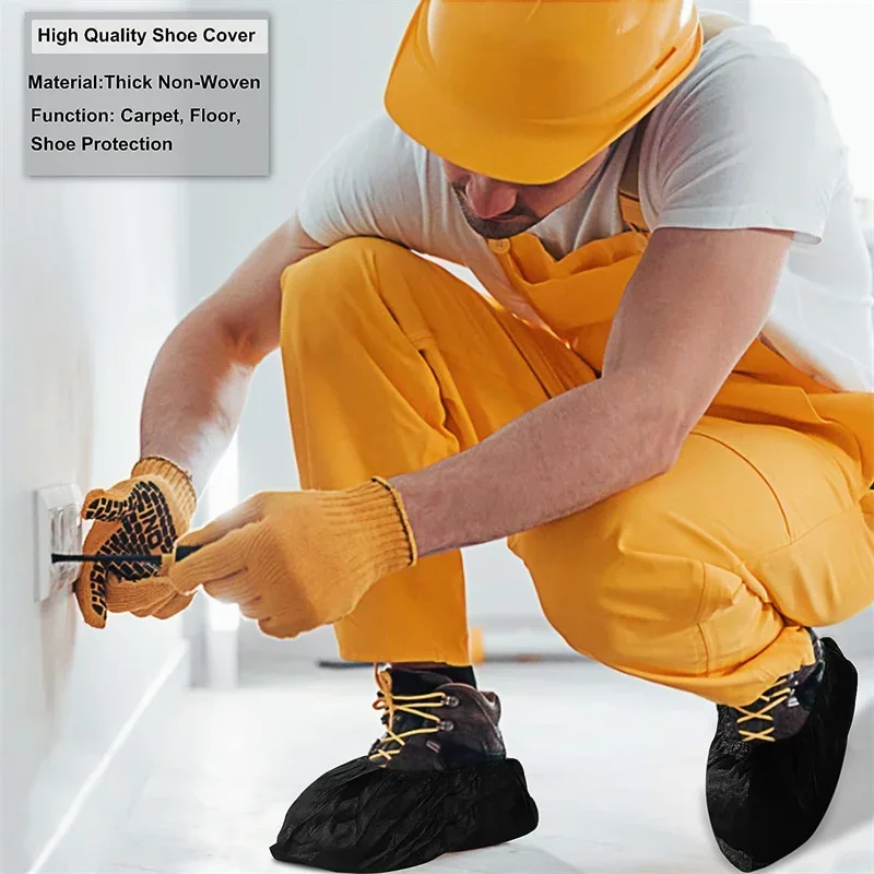 Disposable Boot Shoe Covers 100 Count Foot Booties Shoe Coverings Non Slip Shoe & Boot Covers for Indoor Outdoor Home Workplace 5