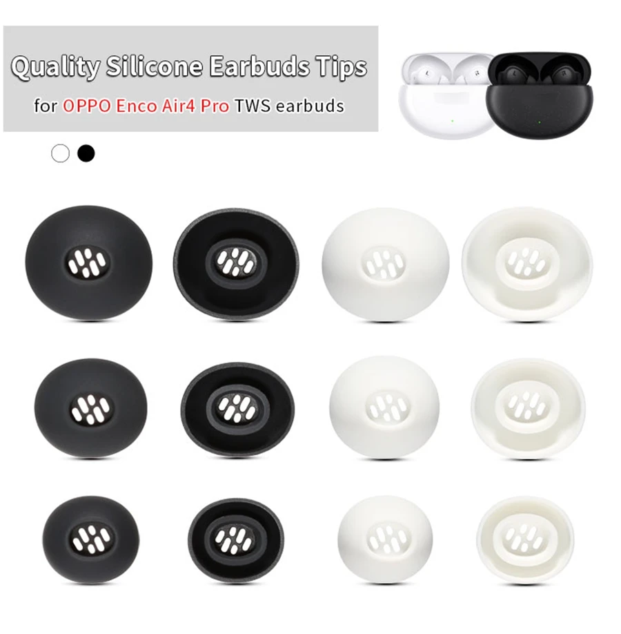 6Pcs Silicone Ear Tips for OPPO ENCO Air4 Pro True Wireless Earbuds Eartips AIR 4 Pro TWS Tips headphones Earplugs