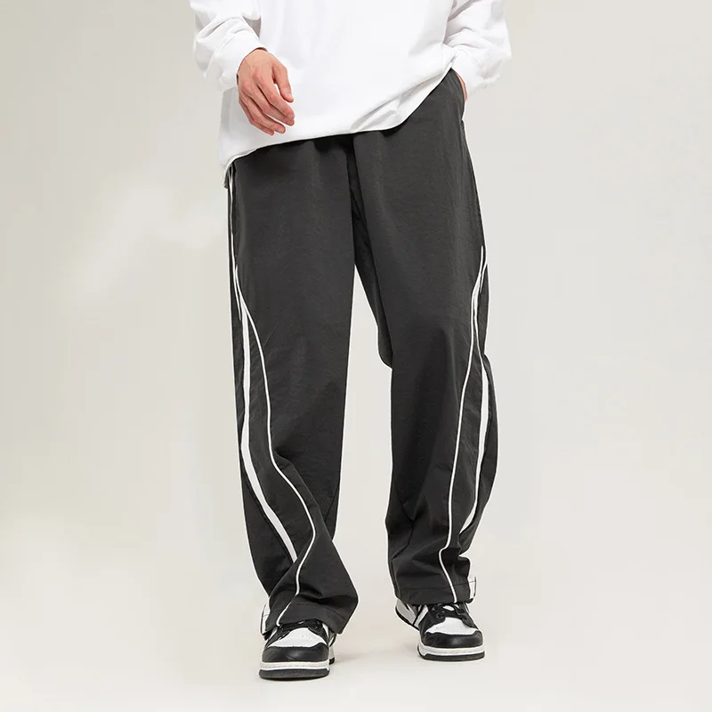 Casual pants with loose drawstring straight leg pants cargo pants men joggers men clothing