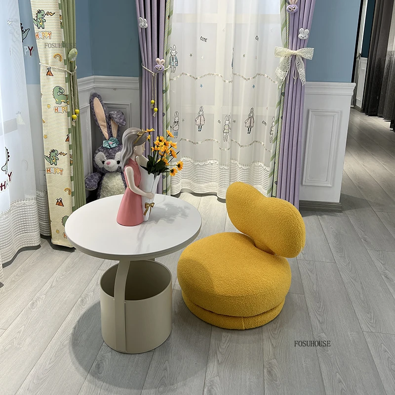 Rotatable Children's Sofas Cute Single Seat Mini Reading Leisure Backrest Low Chairs Designer Lambswool Children's Small Sofa BB