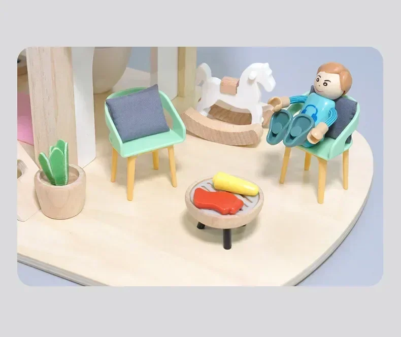 36cm 나무 핑크 빌라 유럽 공주 인형 방 놀이집 퍼즐 인터랙티브 장난감 어린이 생일 선물