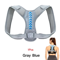 Adjustable Upper Back Posture Corrector for Enhanced Spinal Support and Comfort (Gray Blue)