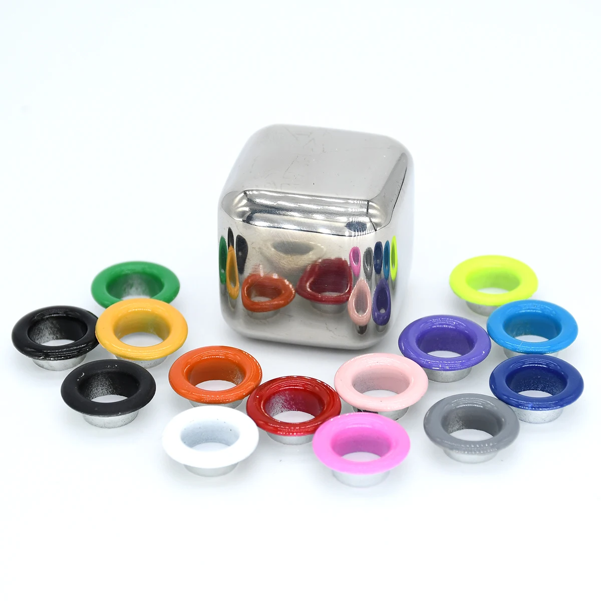 Colored eyelets grommets with washer inner 6mm round hole eye rings for shoes bag clothing belt hat scrapbooking 100sets/pack