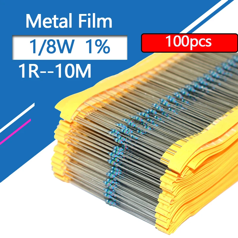 Metal Film Resistors 100pcs 1/8w 1/6w etal Fil Resistor 4r3 4r7 5r1 4k3 4k7 5k1 47r 51r 47k 4.3 4.7 5.1 43 47 51 430 470 510 R K Oh 1% 0.125w