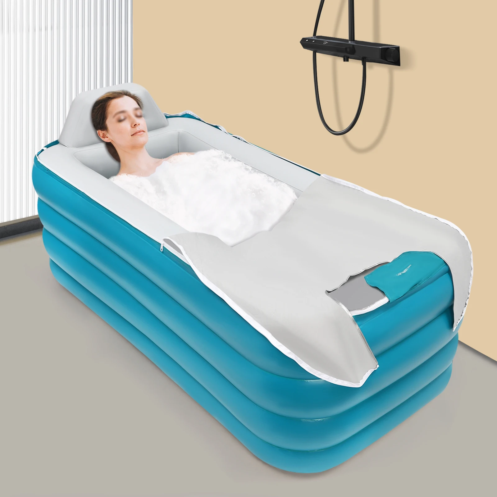 

Inflatable Adult Bath Tub, Free-Standing Blow Up Bathtub with Foldable Portable Feature for Adult Spa with Electric Air Pump (Hi