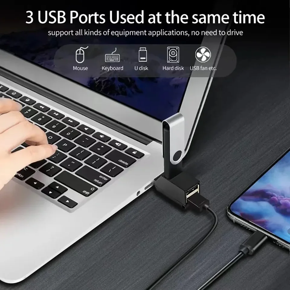 Adattatore di ricarica per disco USB 2.0 HUB Extender 3.0 per auto, splitter porta USB, laptop, ufficio, multifunzione, per lettura e ricarica._voghion.com