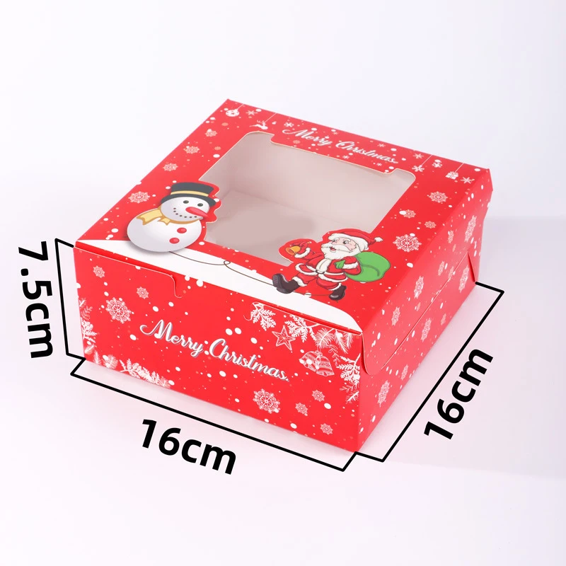 Rosso natale babbo natale pupazzo di neve 4 dimensioni scegli Box Design 10 pezzi cuocere imballaggio scatola di carta regali bomboniere decorazione uso  15