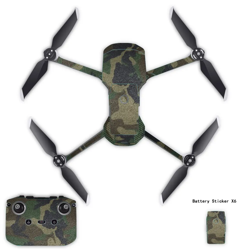 PVC Stickers Waterproof Skin Decals for DJI Mavic Air 2 Decal Skin Sticker Drone Body + RC + 3 Battery Protection Film Cover set