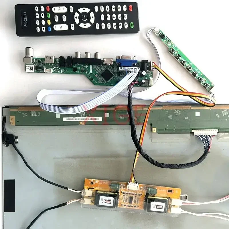 Számára LTM201UX-L01 M201UN04 V0 vezető Számvevő Kapcsolótábla 30-pin LVDS DIY készlet 1600*1200 AV+HDMI+VGA+IR+USB 4CCFL Tv-t néz Analóg LCD monitor Hamis színben tüntet fel