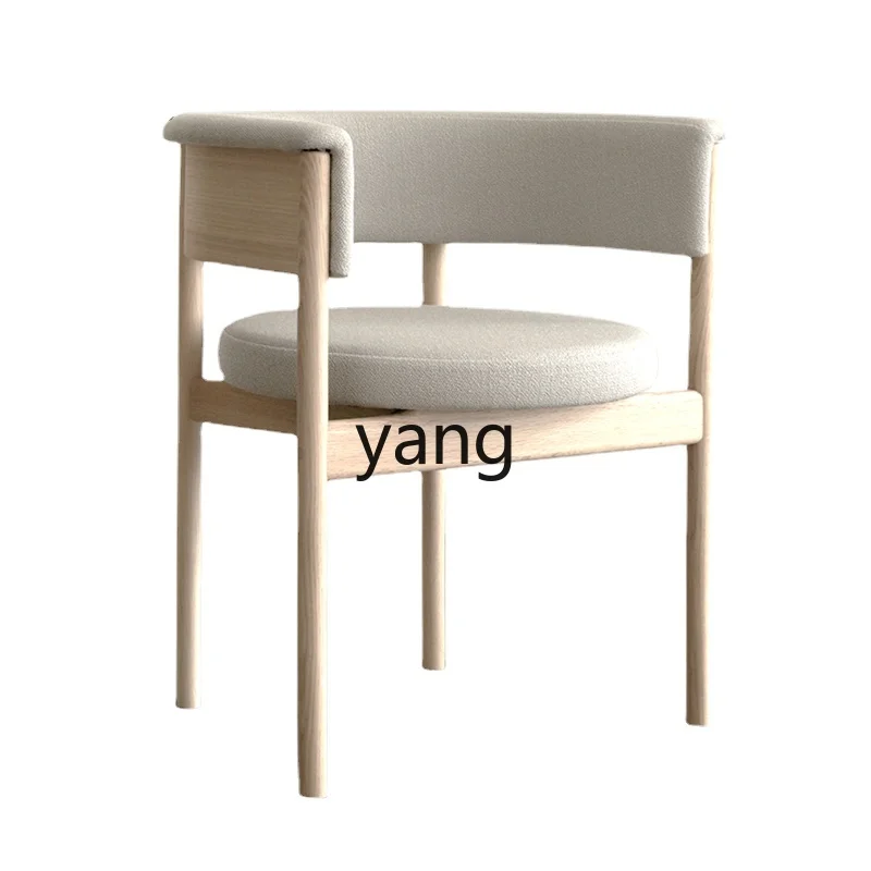 

Yjq Solid Wood Fabric Dining Chair Modern Minimalist Armrest Armchair Hotel Famous Night Conference Chair