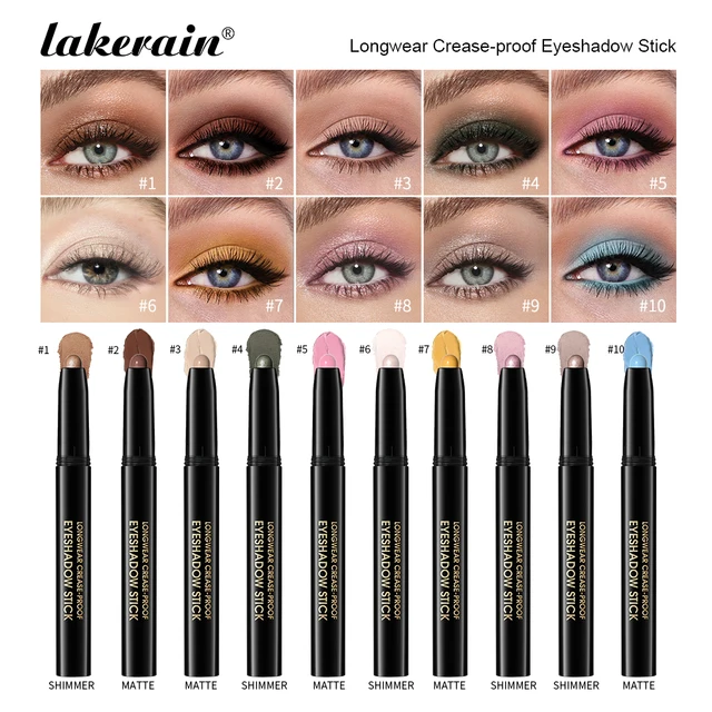 Eyeshadow Stick 10Colors Shimmer And Matte Brown Metallic Cream Eyeshadow Pencil Crayon with Smudge-proof & Waterproof Makeup 1
