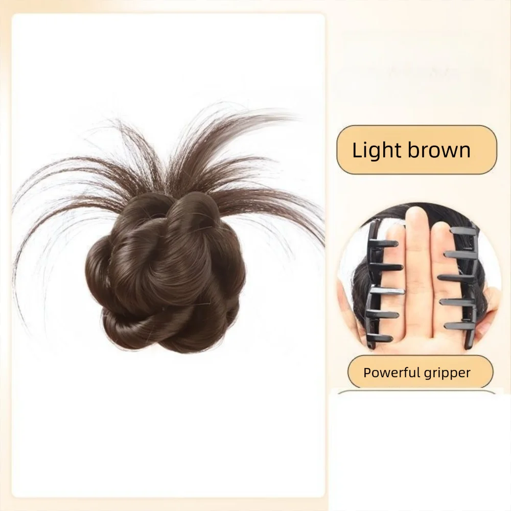 Neuer Synthetischer Haarknoten mit Haarklammer in Natürlichem Schwarz-Braun, Flauschiger Perücken-Haarknoten, Haarclip, Haaraccessoires – Detail 12