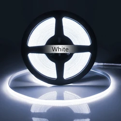 High Brightness Flexible COB LED Strip Light - Dimmable Linear Decorative Lighting - DC24V 5M (WHITE)
