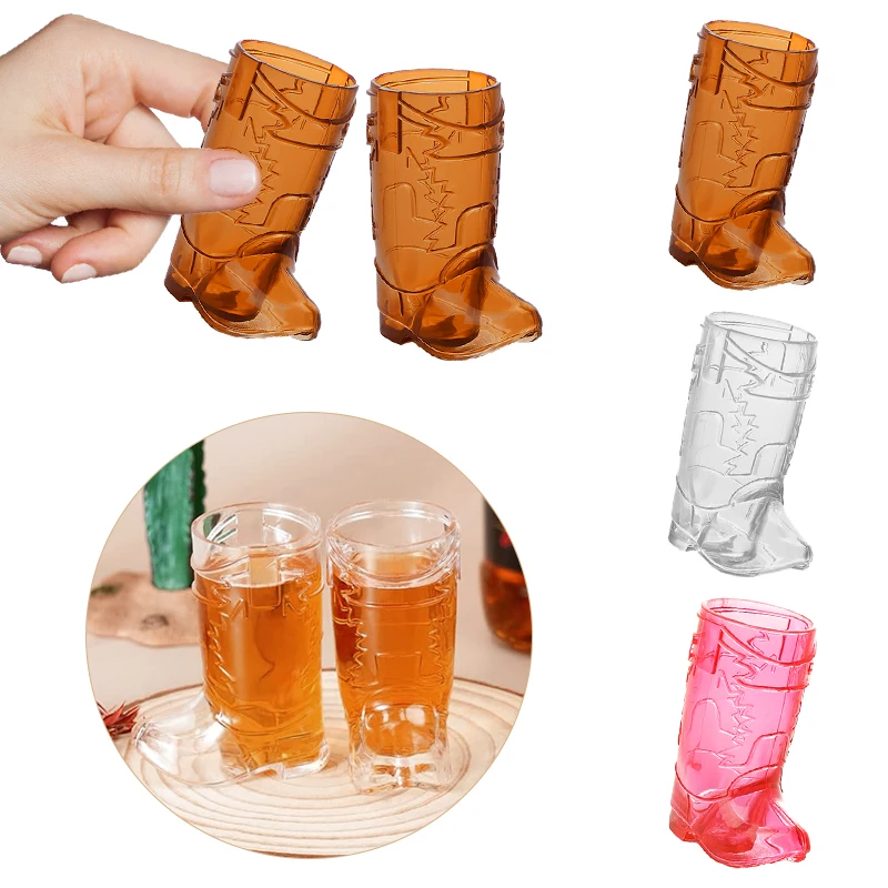 10pcs Mini Boot Shot Glasses Cowboy Boot Clear Plastic Cups Adult Birthday Party Decoration Wedding Bachelorette Party Supplies