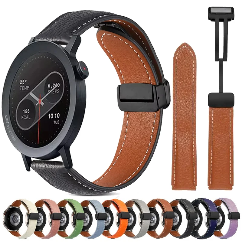 Premium 22mm Leather Loop Band with Magnetic Buckle - Elegant Strap Bracelet
