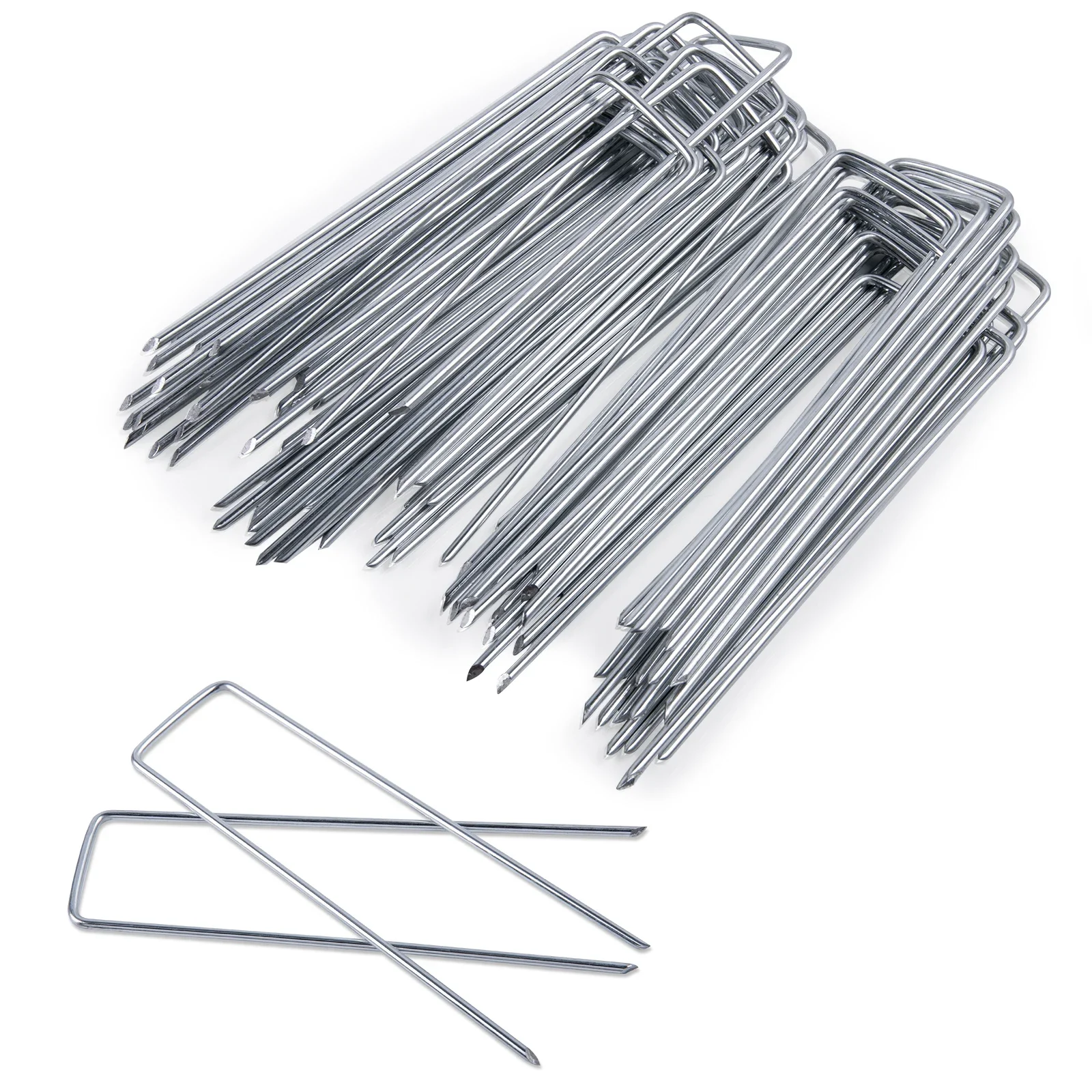 U-Shaped Garden Pin Garden Stakes Staples Landscape Staple Securing Pegs for Weed Heavy Duty Yard Lawn Tent Stake Securing 50pcs garden stakes chisel point staples
