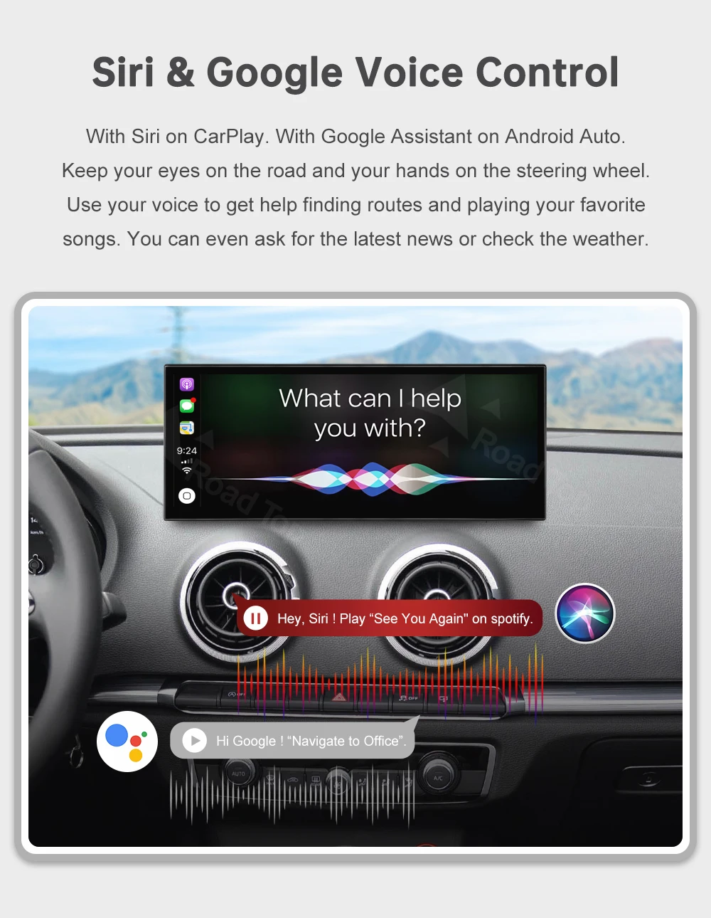 12,3 Zoll RoadTop Wireless CarPlay Multimedia-Display Android Auto Linux Bildschirm für Audi A3 S3 B9 MIB MIB2 2014-2019 Airplay Autolink – Detail 12