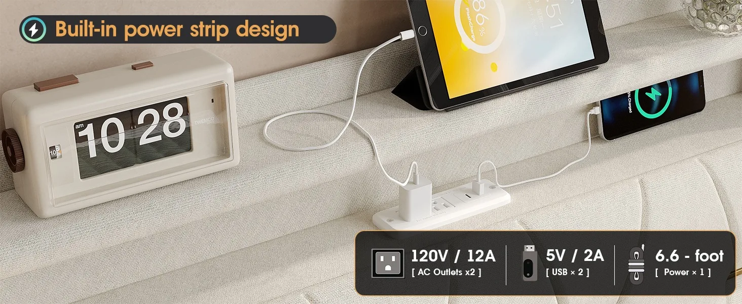 Built-in power strip design