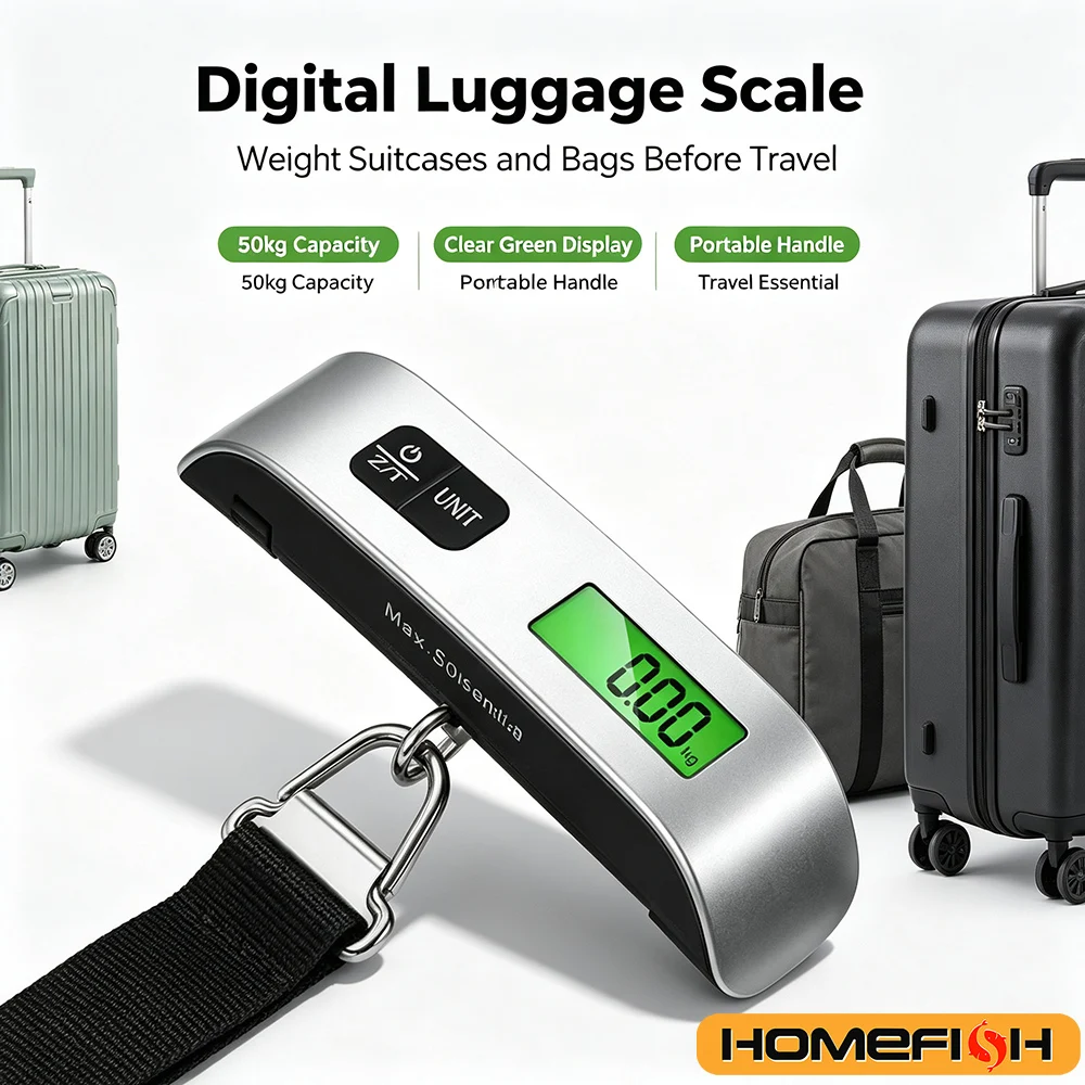 Compact Digital Luggage Scale with LCD Display, 50kg Capacity