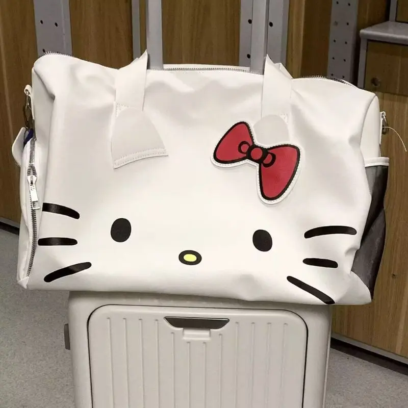 Borsa a tracolla monospalla bianca Hello Kty Borsa tote di grande capacà Borsa da viaggio femminile per studenti portatile Borsa da fness Borse Kawaii  26