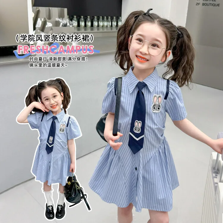 

2024 Baby Dress Clothes Summer Short Sleeves Dress Clothing Fashion Kids Girls Princess Dresses 6-14T