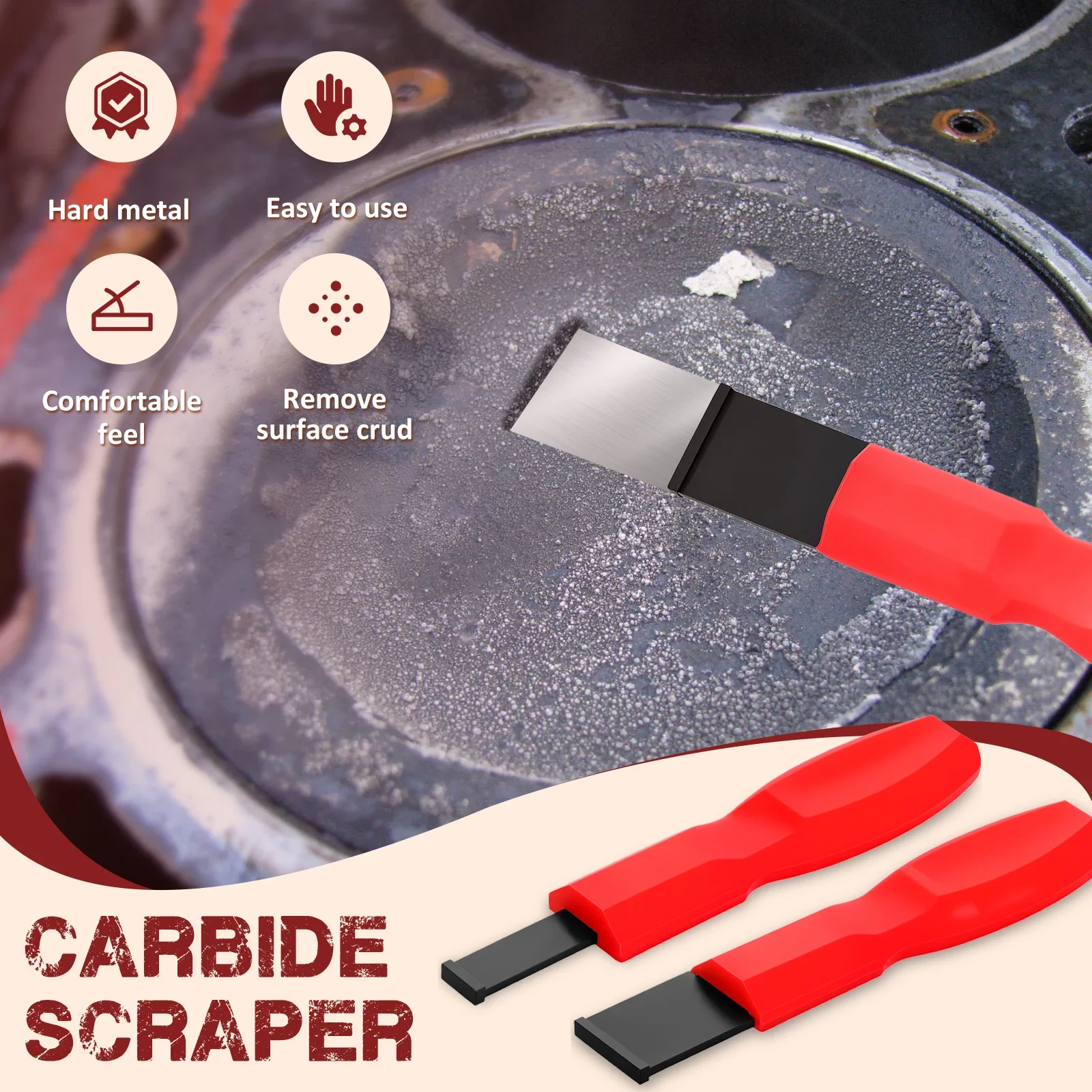 2Pcs Carbide Scraper Set Rust Removal Carbide Scraper Gasket Tool for removing gaskets carbon varnish glue concrete barnacles