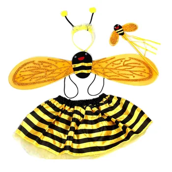 4-Piece Girls Yellow Bee Costume Set 1