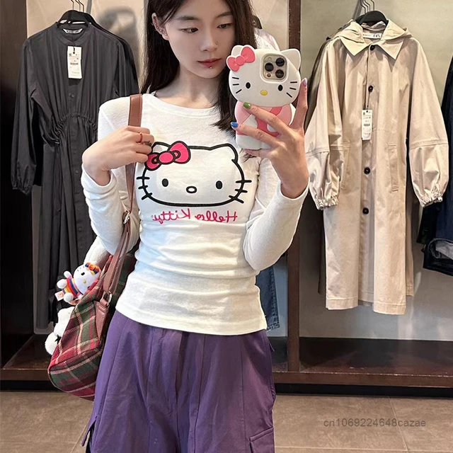 Sanrio Hello Kitty Suspenders Women Clothes Cute Vest Y2k Spicy Girl Soft  Stretchy Tank Top Female Cartoon Print White Camisole - AliExpress