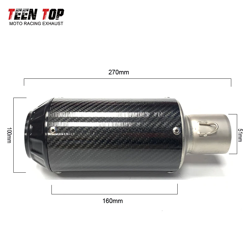 Universal Motorcycle Exhaust System 51mm Carbon Fiber Muffler Tornado 302R Leoncino BJ500 502C Pitbike Moto R1 R6 Ninjia250 Tube - Image 3