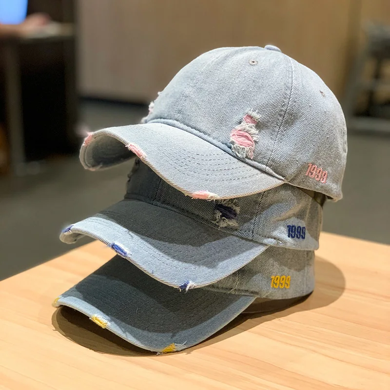 Neue Retro Einfarbig Denim Baseball Kappe Stilvolle Fashioned Verwitterte Entenschnabel Hut Trendy Unisex Straße Hip Hop Sonnenschirm Kappe