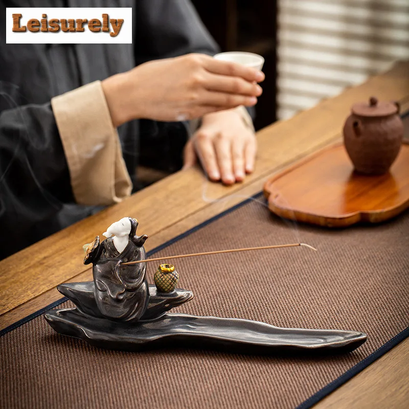 Fishing Man Incense Holder Boutique Mist Smoking Steamers Incense Burners Consecrate Censer Teaware Accessories Decoration Gift