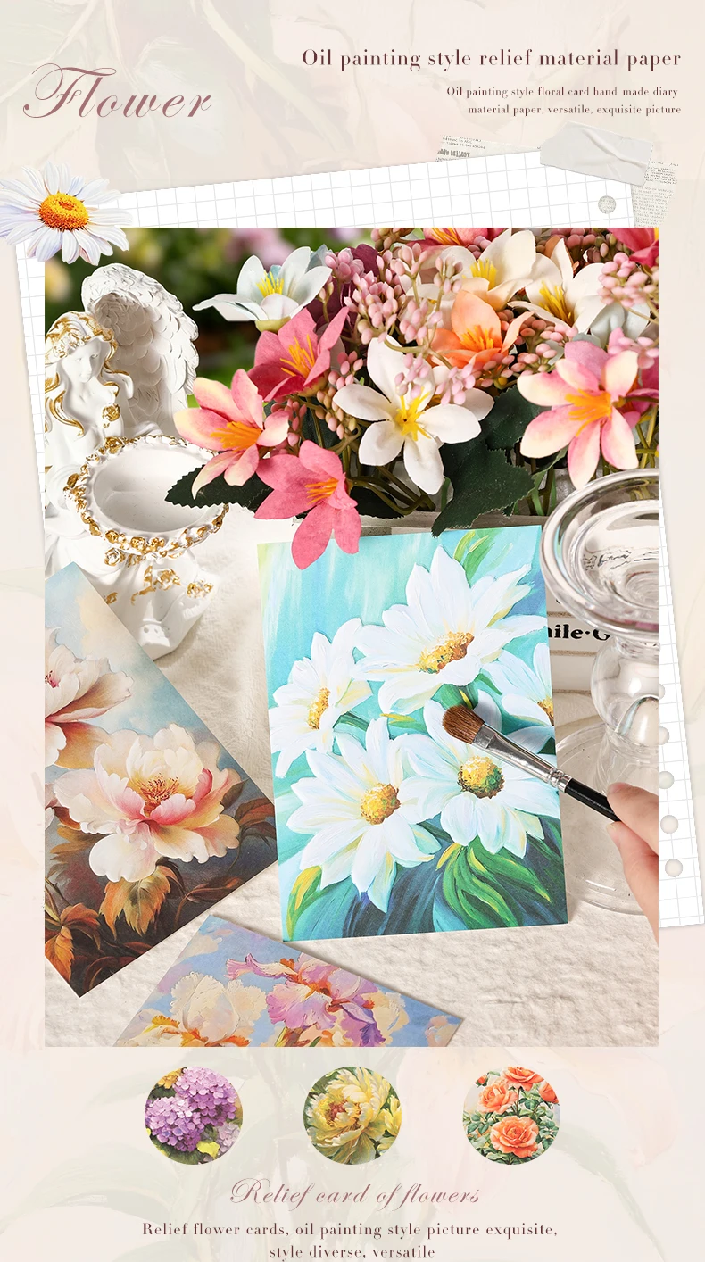 JIANQI 10 Stück Vintage Hintergrundpapier Blumenpapier DIY Scrapbooking Collage Schreibwaren Dekor Tagebuch Bastelmaterial Set – Detail 6