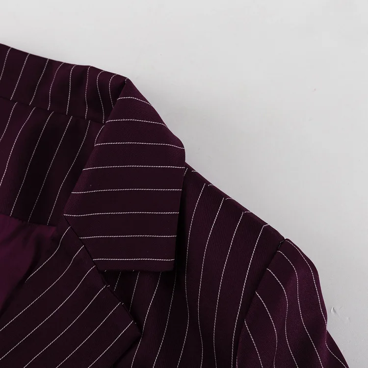 Lace Striped Suit Outwear For Women Patchwork Long Sleeve Lapel Fashion Commute Pocket Coat Ruffled Female Loose Blazer
