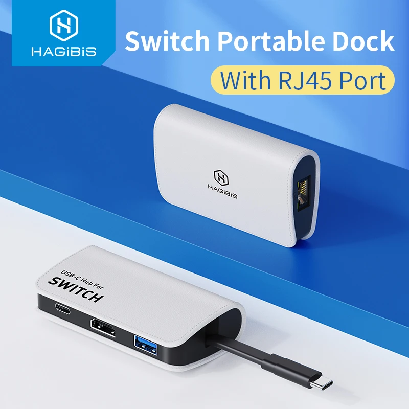 Hagibis-dock Portátil para Nintendo Switch Dock de tv Oled Ethernet tipo c para Rj45 Compatível com Hdmi 4k Hub Usb 3.0 Docking Station pd