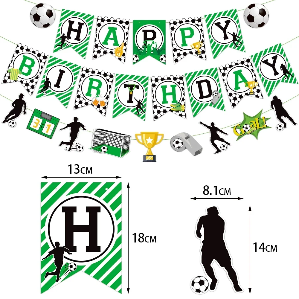 Football Soccer Cake Topper Happy Birthday Cupcake Toppers Baby Shower Kids Boy Girl Party Banner Dessert DIY Baking Cake Decor