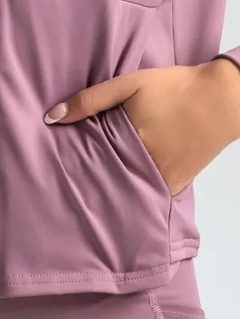 سترة رياضية خارجية بغطاء رأس ، بلوزة فضفاضة ، بدلة يوجا ، سترة جري للياقة البدنية 4