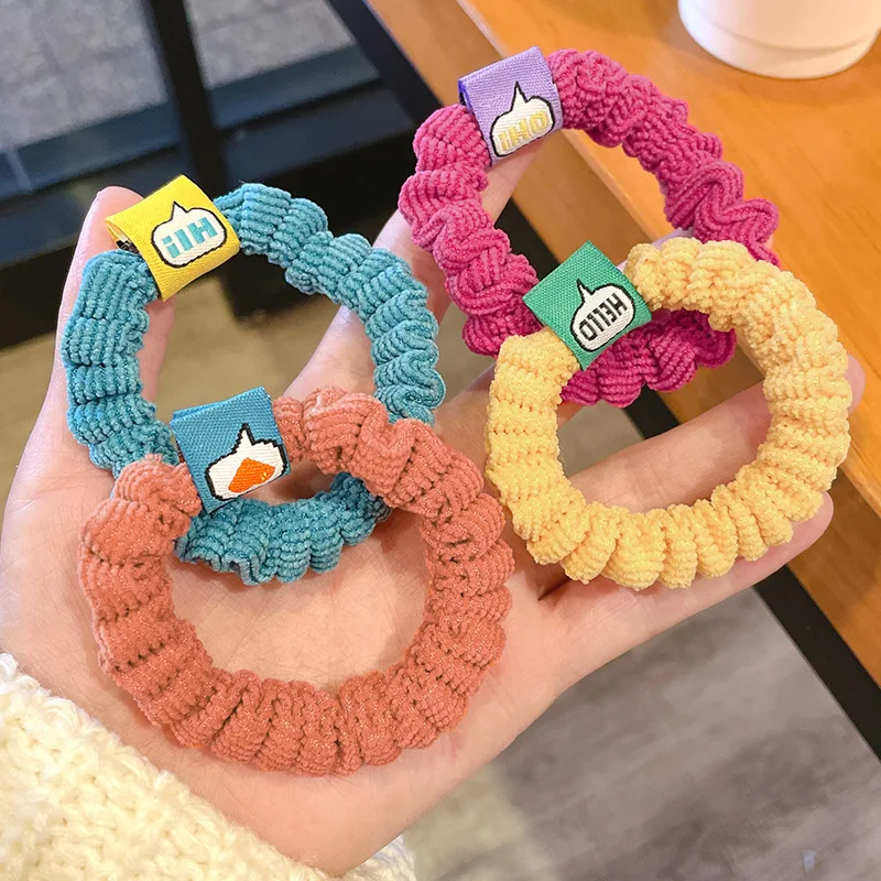 Spring Candy Color Small Bowel Scrunchie Temperament Corduroy Pleated Hair Rope Color Paste Cloth Tie Hair Band Hair Accessories