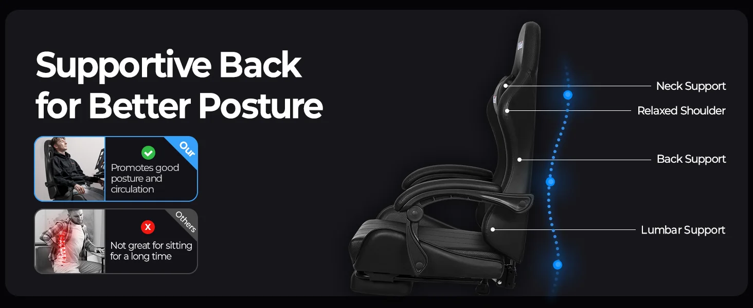 Supportive high back office gaming chair