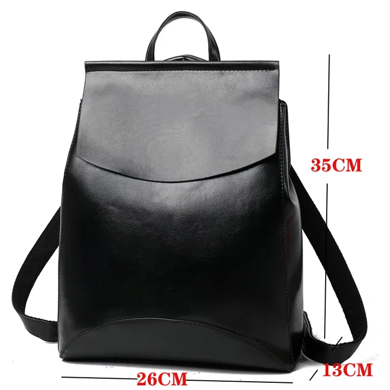 Fashion Women Leather Backpacks for Girls Sac A Dos Casual Daypack Black Vintage Backpack School Bags for Girls Mochila Rucksack