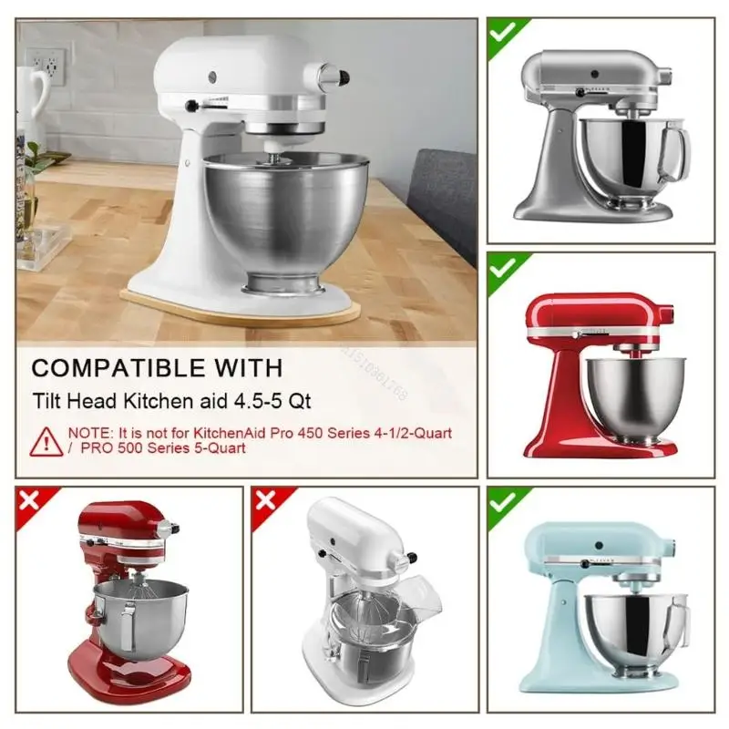 Bamboo-Stand Mixer Mat Slider for KitchenAid 4.5-5 Qt 5K45SS 5KSM175PS Storage Mover-Sliding Appliance Moving Tray