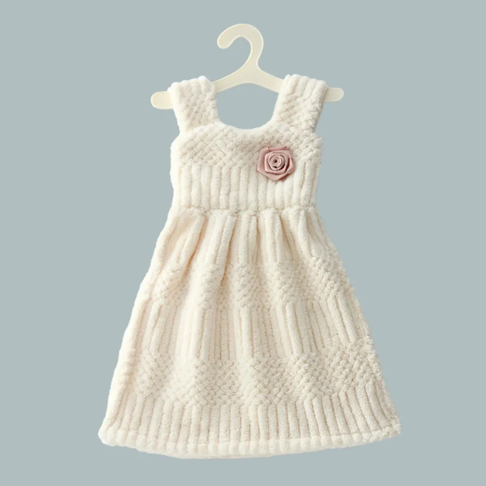 Cute Dress Hand Towels Coral Velvet Hand Towel Wall Mounted Quick-dry Absorbent Handkerchief Dress Hand Towel Kitchen Bath Towe