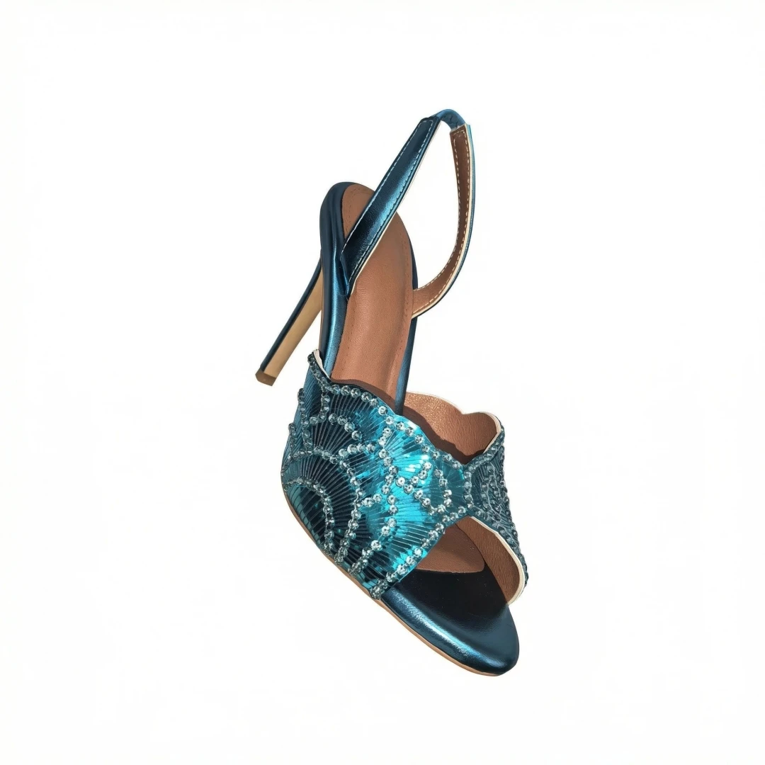 2026 French Sequin High-heeled Sandals back view