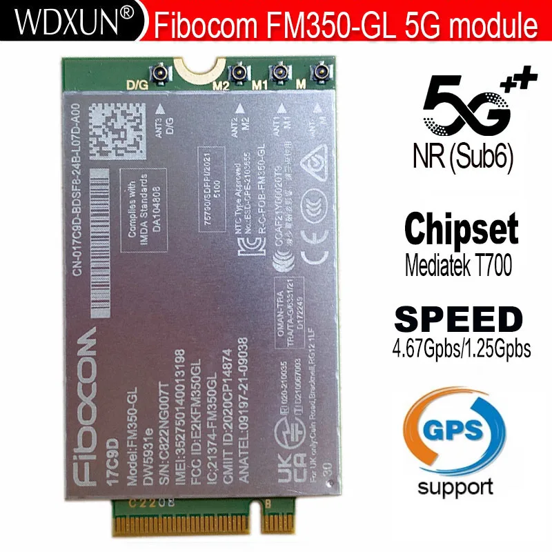 Fibocom-módulo para Dell Latitude Mimo Gnss Modem Fm350-gl Dw5931e Dw5931e-esim 5g M.2 5531 9330 3571 Laptop 4×4